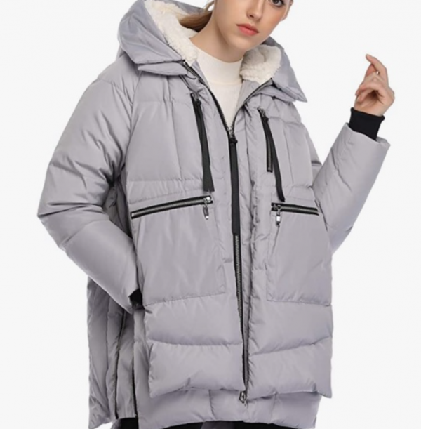 Jaket parka dengan aksen kantong zip